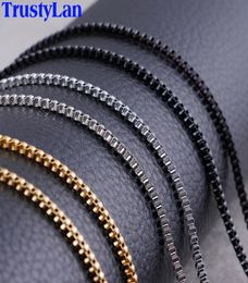 2MM Golden Black Tone Box Chain Necklace Women Fashion 316L Stainless Steel Necklaces For Men Chocker Jewellery Christmas Gifts7254748