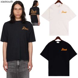 Rhude High end designer clothes for 2024ss New Logo Letter Print Large Mens and Womens Short sleeved T-shirt With 1:1 original labels