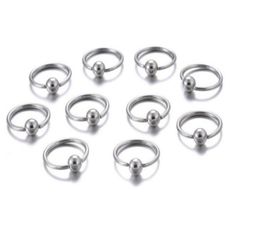 10Pcsset Nose Ring piercing body jewelry Steel Hoop Ring Closure For Lip Ear Nose silver plated Ball Body Jewelry3073998