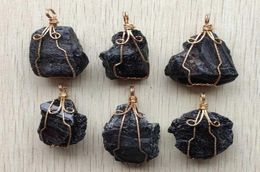 Pendant Necklaces Natural Black Tourmaline Stone Fashion Irregular Pendants For Jewelry Accessories Making Wholesale 6pcs/lotPendant8778745