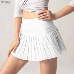 Skirts YAPU Women Sports Tennis Skirt Ladies Female Fitness Badminton Quick Dry Anti Exposure Mini Skorts With Inner Short Y240508