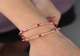 Rose Gold Red Pink White Cz Open Cuff Bangle Bracelet for Women Pinky White Fashion Bangles 5860mm Q07205648122