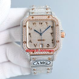 ONE Luxury Watches AMG 40mm All Diamonds Rose Gold 904L Steel Miyota 9015 Automatic Mens Watch Pave Diamond Arabic Dial Diamond Bracelet Gents Wristwatches