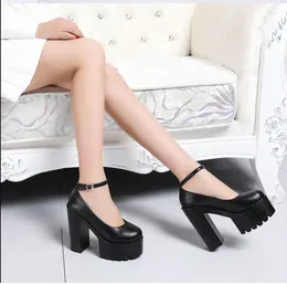 Dress Shoes Autumn Casual High-heeled Sexy Platform Women's Thick Heels Pumps Black White Large