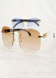 Ienbel Dirty White Buffalo Horn Men Oversized Sunglasses For Women Luxury Designer Glass Big Shades9849264
