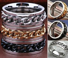 Whole 30pcs SilverGoldBlack Stainless Steel Spinner Chain Mens Rings MixMax5094076