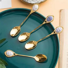 Spoons Dessert Spoon Easy To Clean Durable And Brief Light Luxury Style Tableware Creative Warm Moist Color Ladle