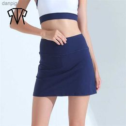 Skirts Fitness Running Shorts Skirt with Lined Solid Colour Anti-light Skorts Y240508