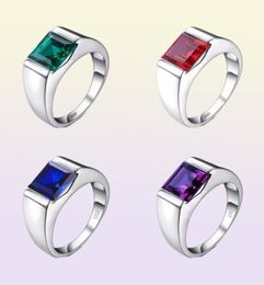 Choucong Brand New Solitaire Simple Fine Jewellery 925 Sterling Silver Princess Cut Party Sapphire CZ Diamond Women Men Wedding Band4687828