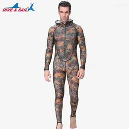 Women's Swimwear Men's Camouflage Diving Suit One-Piece Sun Protection With Zipper Hooded Surf Dive Skin Swimsuit