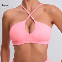 Active Underwear CHRLEISURE Beautiful Back Sport Bra Women Cross Running Underwear Quick-Drying Breathable Athletic Vest with Chest Pad Gym Wear d240508