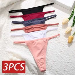Women's Panties 3 pieces/set seamless womens thong sexy thong womens underwear set solid low waisted underwearL2405