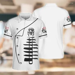 Men's Polos Master Chef 3D Printed Polo Shirts For Men Clothes Fashion Profession Uniform Shirt Cook Work Short Sleeve Male Jersey Tops