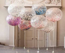 36inch round transparent Party Decoration paper balloon new wedding layout large confetti balloons whole1592954