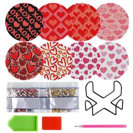 Table Mats Rhinestone Art Coasters Cute Creative Cup Mat Set Shiny Artwork DIY Valentines Day Decor Holiday Gift For Christmas