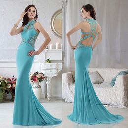 Elegant Janique Mermaid Mother of The Bride Dresses Halter Hollow Lace Applique Plus Size Wedding Guest Dress Sweep Train Evening Gowns 0508