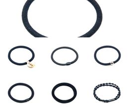black thick High basic elastic and durable rope seamls leather band tied thin hair circle backing Headband 20219367146