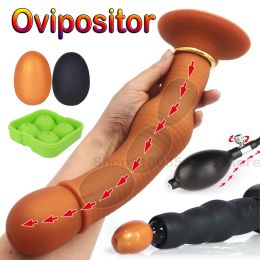 Controls Airflow Push Vagina Anal Egg Butt Plug Silicone Anal Ovipositor Stimulate Prostate Massage Gay Adult Erotic Anus Sex Toy for Men