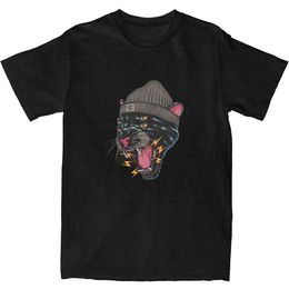 Men's T-Shirts Retro T-shirt Y2K Anime Cat 100 Cotton T-shirt Funny Animal Hip Hop T-shirt Mens Summer Y2K Casual Short sleeved TopL2405
