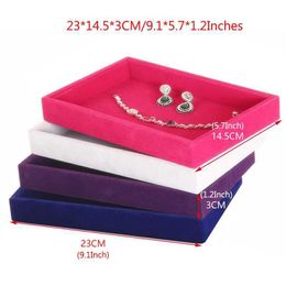 Jewelry Tray Jewelry Storage Tray Velvet Earrings Ring Necklace Pendant Bracelet Organizer Holder Box Jewelry Display Storage Trays 23x14.5cm