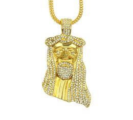 Gold Colour JESUS Christ Piece Head Face Hip Hop Pendant Necklace Charm Chain For Men and Women Trendy Holiday Accessories6811436