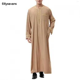 Ethnic Clothing Islamic Men Length Long Sleeve Loose Muslim Saudi Arabia Pakistan Costumes Dress Kaftan Thobe