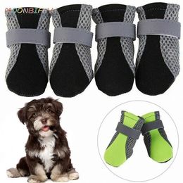 Breathable Pet Dog Shoes Waterproof Outdoor Walking Net Soft Summer Night Safe Reflective Boots For Small Medium Dogs 240514