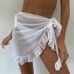 Skirts Womens Short Sarongs Swimsuit Cover Beach Bikini Sheep Short Leather Chiffon Scarf Cover Swimsuit 2024L2405