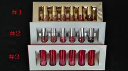 Gold lip gloss Birthday Limited Edition Holiday Matte Lipstick Valentine Lip gloss Mini Kit Lip Cosmetics 6 Colours set DHL3786167