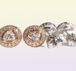 Bling Diamond Earrings White Gold Plated Shiny Round CZ Stone Studs Earrings Nice Gift for Girls Women6272630