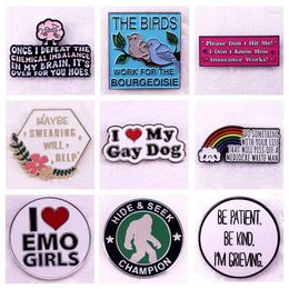 Brooches Funny English Quotations Enamel Pins Humor Animal Lapel Badge Hoodie Backpack Hat Brooch Decorative Accessories Fans Gift