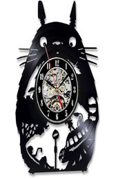 Studio Ghibli My Neighbor Totoro Vinyl Record Wall Clock Modern Design Cute Cartoon 3D Stickers Bedroom Clock9981203