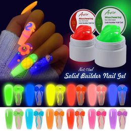 Nail Gel 15ml luminous gel glows in the dark reflective fluorescent nail polishing extender engraving adhesive LED for ergonomics Q240507