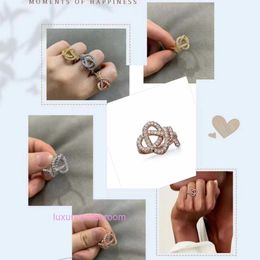 Women Band Tiifeany Ring Jewelry s925 Silver V Gold Material Personalized Classic Fashion Versatile Knot