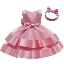 Christening dresses Baby Girl Sleeveless Party Dress Lace Bow Birthday Princess Baptist Q240507