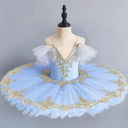 Professional Ballet Girl Blue Pink Pancake Princess Ballet Party Dress Ballet Dance Costume 240426