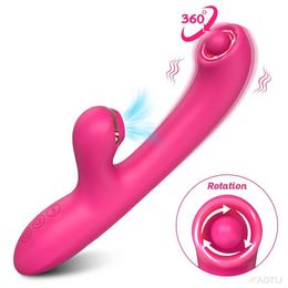 Other Health Beauty Items 2 in 1 Rotating Sucking G-spot Dildo Vibrator for Women Clitoris Clit Sucker Nipple Stimulator Vaginal Massager Female s Y240503