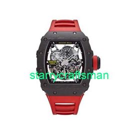 RM Luxury Watches Mechanical Watch Mills Men's Watch Rm35-02 Carbon Fibre Tpt Red Strap stFR