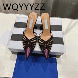 Slippers Diamond Designer Cut-out High-heeled Sandals Pointy Skinny Heels Fashion Simple Temperament Elegant Shoes