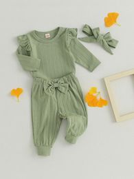 Clothing Sets Baby Boys Jumpsuits Set Striped Pattern Hooded Long Sleeves Romper And Casual Pants Headband Outfit