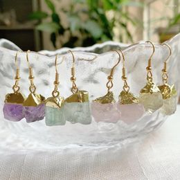 Dangle Earrings Healing Natural Crystal Drop Earring Jewellery Irregular Stone Tassel Charm Pink Quartz Amethysts Fluorite Purple