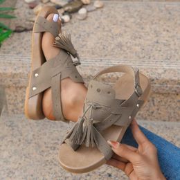Casual Shoes Women Sandals 2024 Summer Fashion Platform Leather Flip Flops Buckle Sandalias Flat Beach Luxury