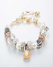 Lobster buckle DIY Strands bracelet 18cm5cm shell pearl starfish multicolor crystal glaze beads Colour jewelry1828752