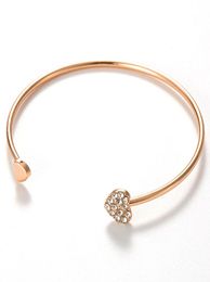 Mossovy Korean Version of Asymmetric Cubic Zirconia Rose Gold Bracelets for Female Fashion Popular Rhinestone Bangles for Women2682878