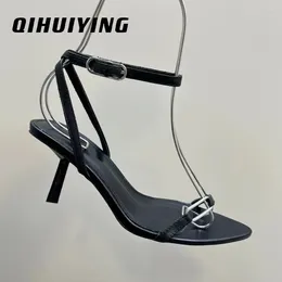 Dress Shoes 2024 Summer Silk Ankle-Strap Pointed-Toe Kitten Heel Woman Sandals Crystal Decora Banquet Pumps Slingbacks Shoe Botas Mujer