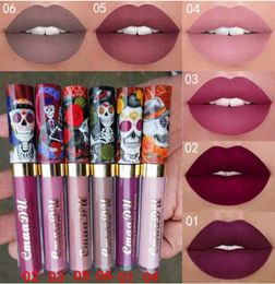 Drop CmaaDu Magic Nonstick Matte Metal Pearlescent Skull Lip Gloss Sexy Waterproof Liquid Velvet5766465