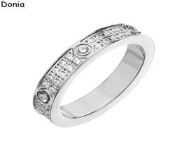 Donia Jewellery luxury ring European and American fashion starry double row diamond titanium steel microset zircon ring designer wi6424256