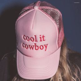 Ball Caps Cool It Cowboy Trucker Hat Embroider Pink Girly Summer Woman Mesh Cap Mom Hats