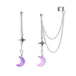 Dangle Earrings South Korea Fashion Long Flow Sue Moon Star Purple Series 2024 Women's