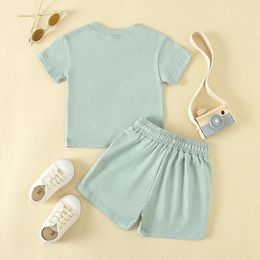 Clothing Sets Toddler Baby Girls Boys Outfit Solid Color Short Sleeve Pocket Shirt Shorts Set Born Summer Clothes 2pcs